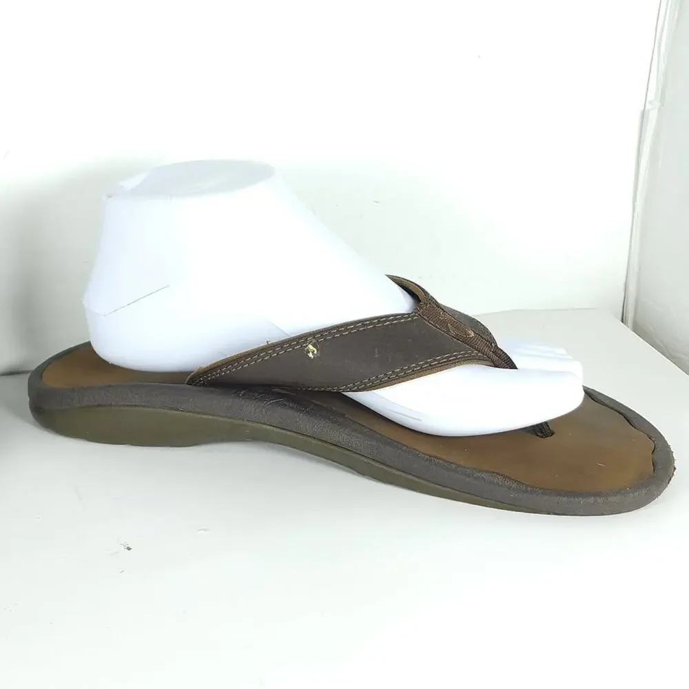 Olukai Men's Ohana US10 Brown Slip On Flat Thong Sandals